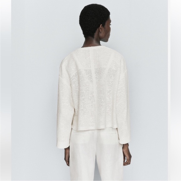 Massimo Dutti cropped jacket , white, M - Picture 3 of 8